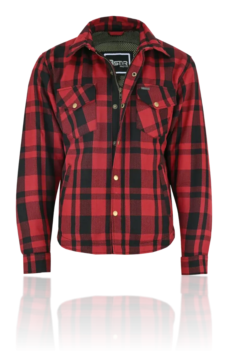 B-Star Moto red check riding shirt, front view
